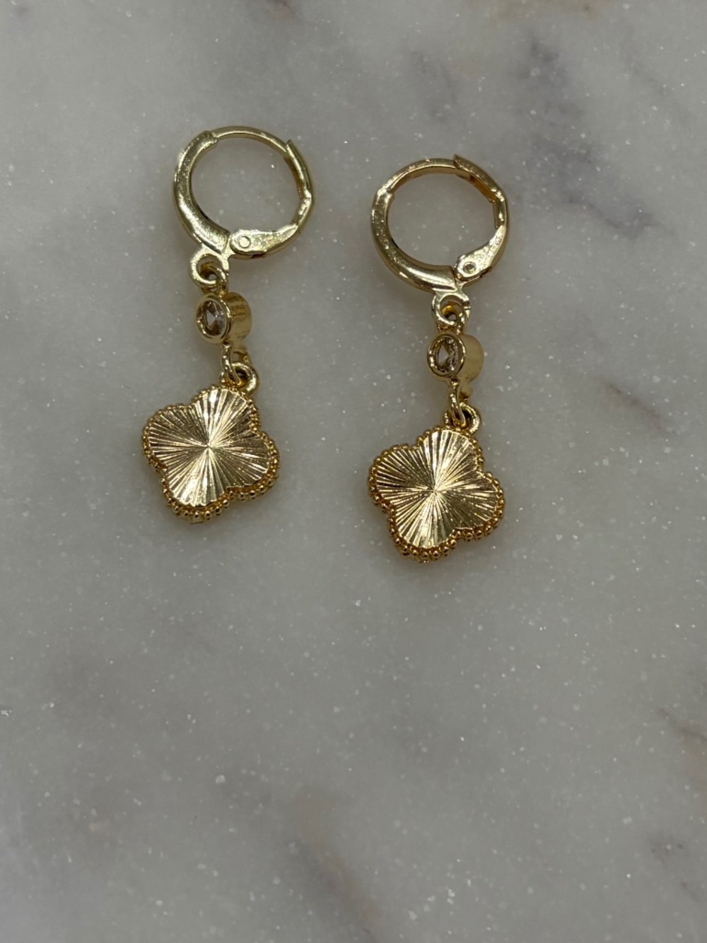 Gold-Toned Quatrefoil Clover Drop Earrings